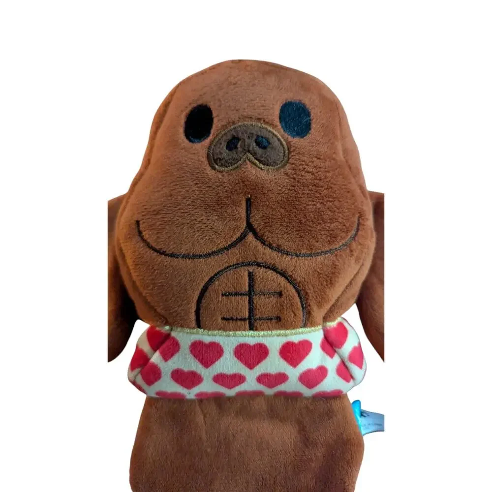 Bark Box perfect man Manatee Dog Toy Plush Squeaker Crinkle Valentine Hearts l